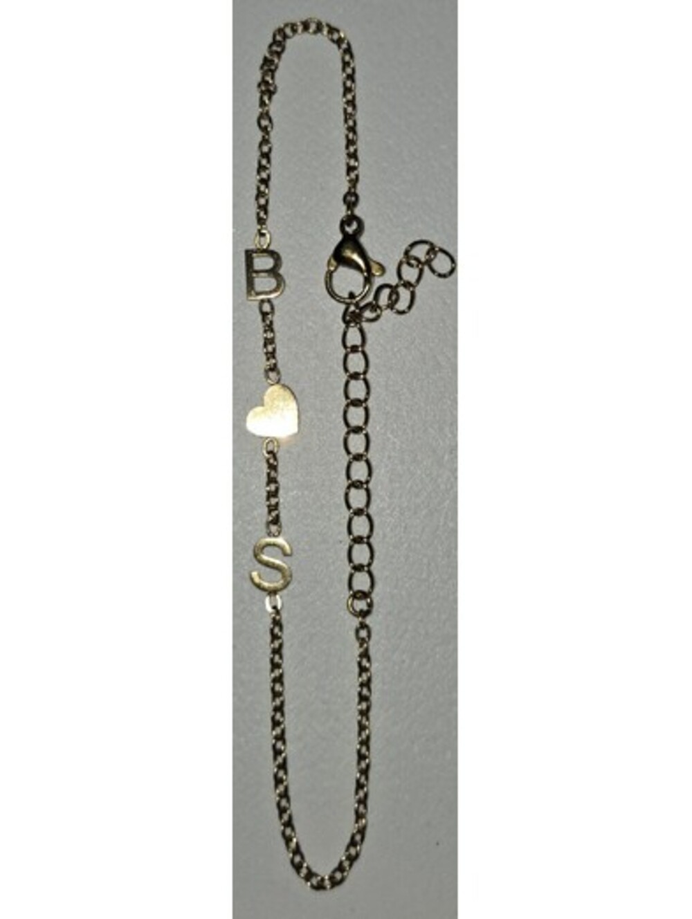 14K Gold Plated Dainty Letter Initial Bracelet With Heart